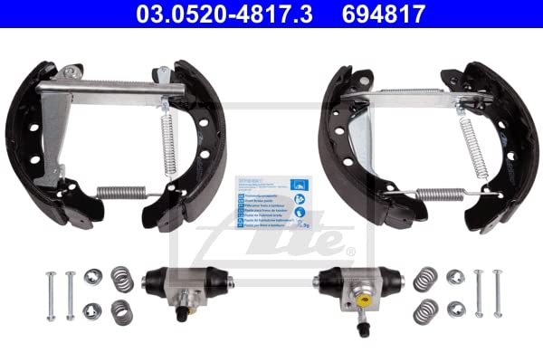 Original 2 Bremstrommeln Bremsbackensatz Topkit Vormontiert Hinten von ATE (1420-52226) Bremsanlage Bremstrommeln, Trommelbremse, Bremstrommel-Set, Bremstrommelsatz