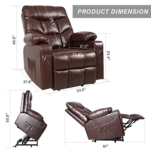 Iw I Wish Power Lift Recliner, Lift Chairs Recliners For Elderly, Recliner Chair, With Vibration Massage And Lumbar Heat, Side Pocket, Cup Holder For Living Room (Dark Brown-Pu) #TOP1