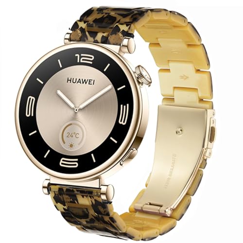 DEALELE Bands Compatible with Huawei Watch GT5 Pro 42mm / GT5 41mm / GT4 41mm / Garmin Venu 3S / Forerunner 265S / Fossil Women's Gen 6, 18mm Colorful Resin Replacement Strap for Women, Leopard