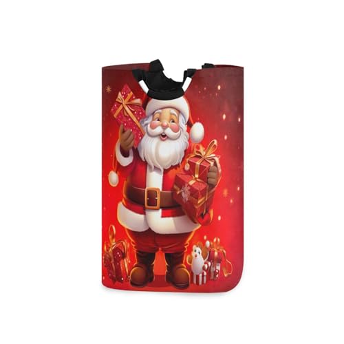 Jihqo Laundry Hamper Basket Christmas Santa Claus Collapsible Nursery Storage Bin Waterproof Clothing Baskets for Home Bedroom Bathroom Washing Room