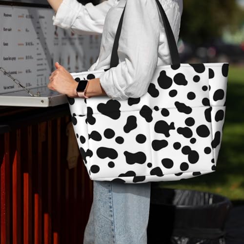 Sac de plage dalmatien au design peau de vache et grand format chic