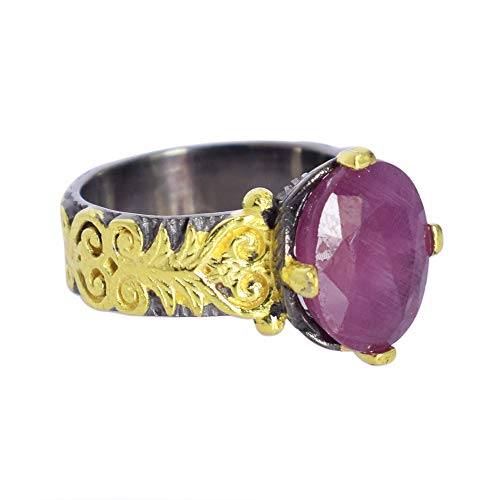 Bague de mariage en argent 925 rubis naturel taille 57 boho pour fille