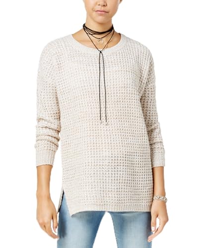 Ultra Flirt Juniors Waffle Knit Sweater Oatmeal Marl XL