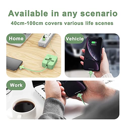 Doxwater 3 In 1 Retractable Multi Fast Charging Cable Roll，Phone Holder，Data Transfer,Cell Phones Tablets Ipad Charger Cord，For Ip/Type-C/Micro-Usb (1, Pink+Purple) #TOP2