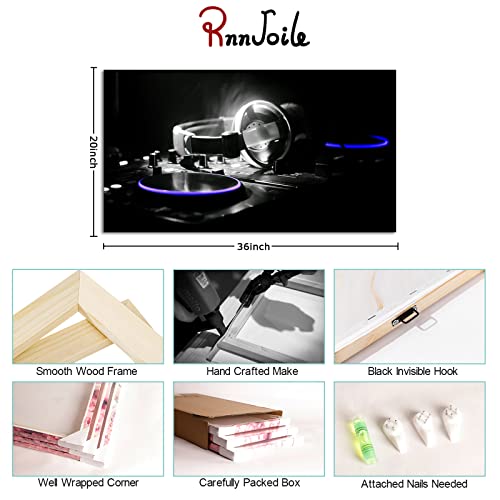 Rnnjoile Dj Canvas Wall Art Musical Dj Pictures Cool Nightclub With Lights Artwork Prints For Music Room Studio Men Cave Wall Decor Framed 20 Inchx36 Inch thumb #5
