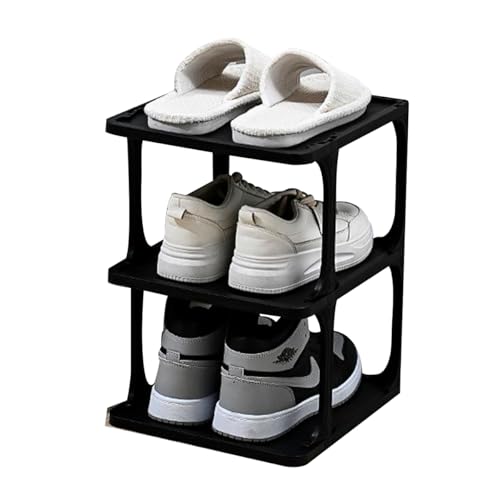 PAIDE P Shoe Organizer Mit Allen Arten Von Schuhen Kompatibel. Schuhorganizer Platzsparend Um Den Schrank Zu Organisieren. Schuhstapler Platzsparend. (Black 3 Levels)