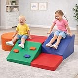 IDEALHOUSE Soft Play Climbing Blocks for Toddlers, 5-Piece Foam Play Set for Indoor Crawling, Climbing & Sliding, Safe Activity Building Toys for Kids Ages 1–3