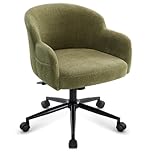 IWMH Office Chair for Home,Modern Swivel Desk Chair,Ergonomic cross legged office chair with Wheels,Adjustable Height Vanity Chair for Bedroom,Living Room (Green)
