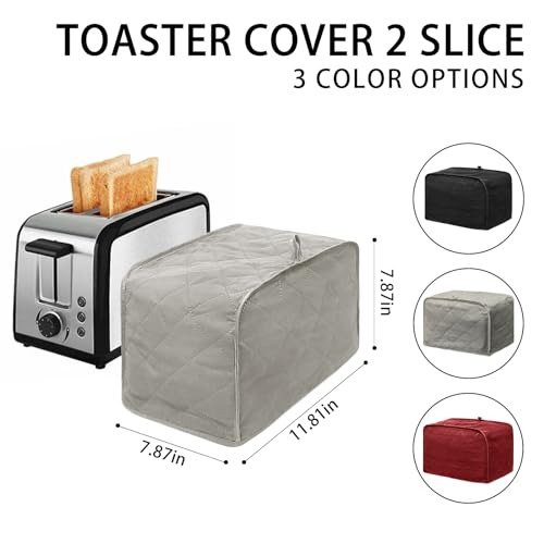 BOHEMIABY Toaster Cover 2 Slice, Bread Dust Cover & Fingerprint Protection-Polyester & Cotton, Kitchen Small Appliance(Grey)