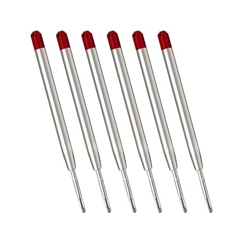 6 Pack - TikiPen Black Parker Compatible Ballpoint Pen Refills. Smooth Writing German Ink and 1mm Medium Tip Cover