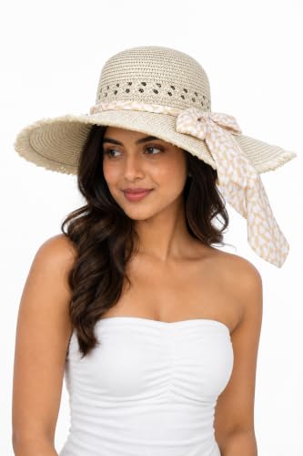 Image of Summer Medium Brim Floppy Beach Straw Hats for Women