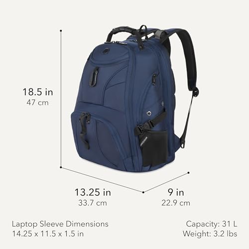 Image of SWISSGEAR 1900 ScanSmart Laptop Backpack, Fits Most 17-Inch Laptops, TSA-Friendly Lay-Flat Design, RFID Protection, and Tablet Pocket, Black, 31L, 18.5-Inch