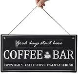 Coffee Signs For Coffee Bar.Metal Coffee Bar Sign Decor,14" x 7", Good Days Start Here. Coffe Bar As