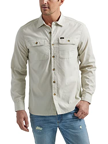 Lee Men's Extreme Motion All Purpose Long Sleeve Worker Shirt, Obsidian Gray, Small