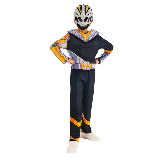 Rubies Disfraz oficial de Power Rangers Cosmic Fury Black Ranger, disfraz para niños, talla 7-8