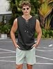 COOFANDY Mens Henley Vests Cotton Tank Top Shirt Summer Sleeveless Pirate Tunic Beach Hippie Tops Black XL #2