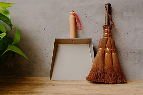Oakart Mini Metal Dustpan And Brush Set Handmade Natural Bristle Hand Broom #TOP6