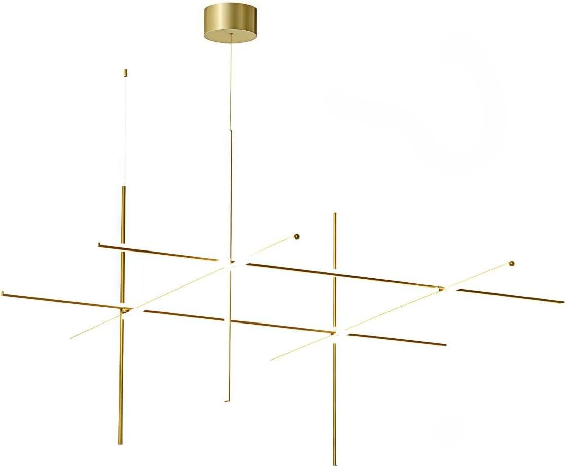 RUIBO Italy Designer Tube Chandeliers, 8Lights Gold Linear Hanging Pendant Light(920x1762mm),for Kitchen Island Villa Living Room,Dimmable Chrome Art Hanging Lighting Home Fixture