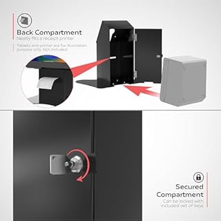 Anti-Theft Kiosk Stand – CTA Secure Enclosure Desk Mount with Printer Shelf Compartment for Retail Pos, Ordering Screens for iPad 11th Gen (A16) - iPad Air 11" - Pro 11" & More - Black (PAD-PARAFPDM)