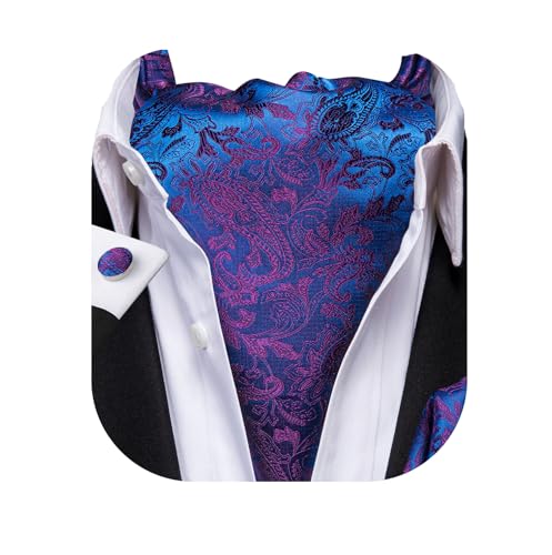 Image of Dubulle Paisley Floral Ascot for Men Self Tie Mens Cravat and Pocket Square Cufflinks Wedding