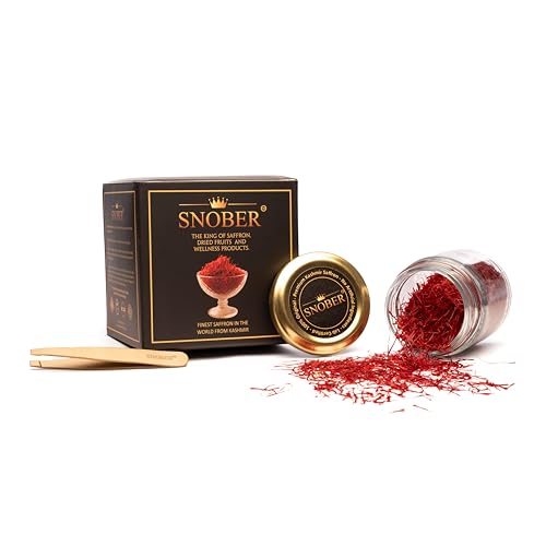 Snober Saffron with Free Premium Strands Picker | Mongra Kesar from Pampore Kashmir | Grade 1 Lab Certified | Fresh Harvest | Rich Aroma, Color & Flavor | Suitable for Pregnancy, Cooking, Sweets, Kahwa, Skincare & Wellness | Buy More Save More Offer | 10g