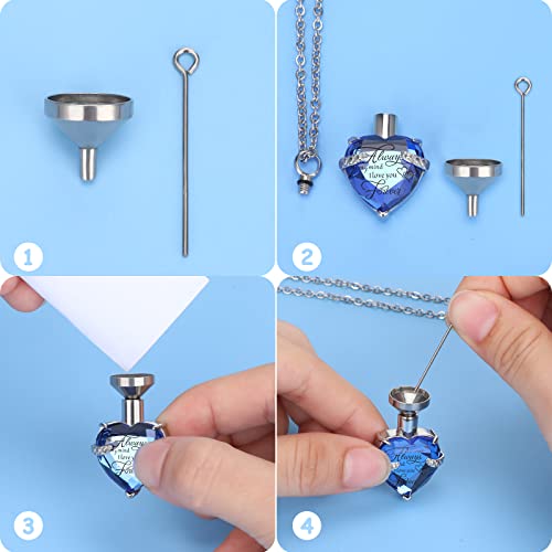 Fumete 8 Pieces Urn Necklace for Ashes Cremation Jewelry Ashes of Loved Ones Keepsake Urns Pendant Necklace for Women Men(Dark Blue, Purple)4