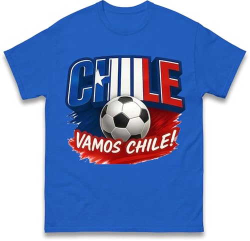 Image of Vamos Chile T-Shirt, Chile Football Fan Shirt, La Roja Supporter Tee, Soccer Pride Sports T Shirt, Gift for Men and Women Royal Blue