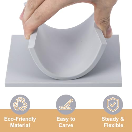 Image of SGHUO Linoleum Blocks for printmaking, 8pcs 4 inchx6 inch Gray Rubber Carving Blocks Stamp Making Kit