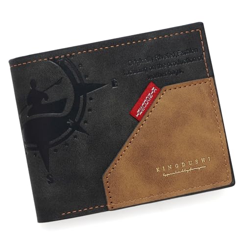 Mens Bifold Wallet Blocking Slim Minimalist Front Pocket - Thin & Stylish with ID Window 21(BLACK)