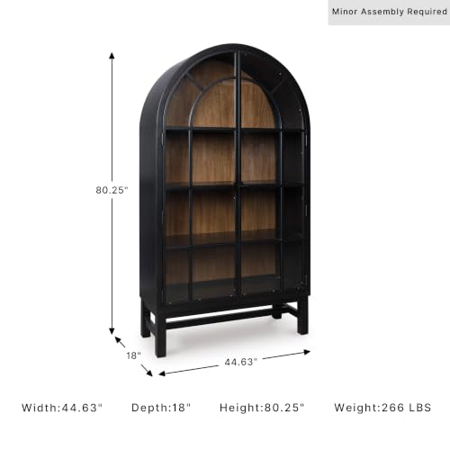 Image of Signature Design by Ashley Basinger Arched Display Cabinet, Black /Brown