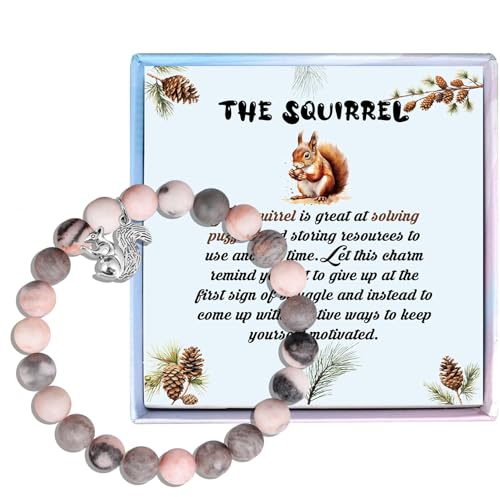 MollyQueen Cute Squirrel Gifts - Squirrel Jewelry Bracelet Inspirational Gift for Friend