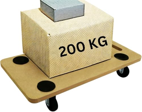 FEELIT 200KG Heavy Duty Anti Slip Hand Dolly Trolley Cart Furniture Moving Wooden Platform Mover Swivel Castors Perfect For Home, Workplace Or Professional Removals Use