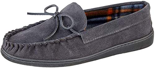 Jo & Joe Chaussons mocassins en cuir véritable daim pour homme Taille 7-12 - - charbon, 46 EU