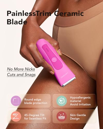 Image of Bikini Trimmer for Women, LADYSPOT Lady Shavers for Women Rechargeable Bikini Shaver for Pubic Hair with 3 Guards and Hypoallergenic Ceramic Blade, Wet /Dry Lady Razors for Body, Legs, Bikini (Rosy Red)