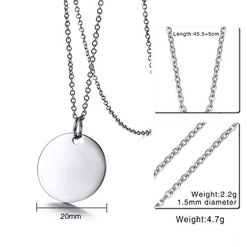 VNOX Custom Engraved Stainless Steel Circle Round Tag Disc Pendant Necklace,Inspirational Bridesmaid Friendship Gift for Her2