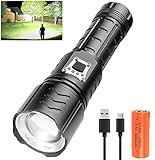 YVKVO Linterna LED Alta Potencia 20000 lúmenes Recargable USB, Linterna XHP90 Super Brillante 5 Modos Potente Portátil con Zoom Impermeable para Camping Deportes al aire libre, Baterías Incluidas