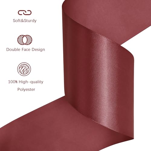 Image of Sherry Satin Ribbon 3 inch X 15 Yards Polyester Ribbon for Gift Wrapping Very Suitable for Weddings Party Hair Bow Invitation Decorations and More