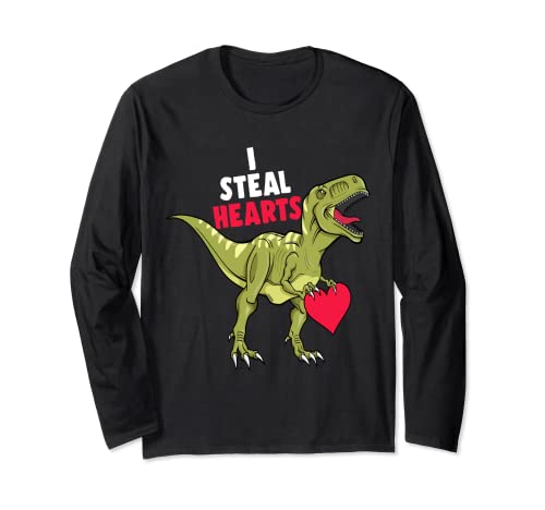 Funny I Steal Hearts Dinosaur Trex Lover Regalo de San Valentín Manga Larga