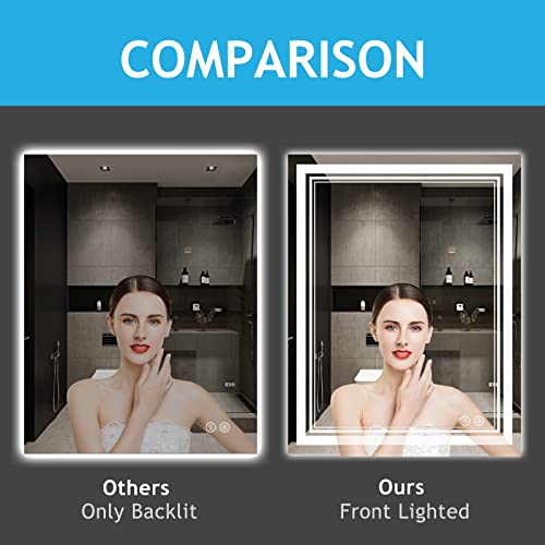 Iowvoe Led Bathroom Mirror 36 X 28 Inch, 3 Colors Modern Lighted Vanity Mirror For Wall With Anti-Fog, Stepless Dimmable, Memory Function (Horizontal/Vertical) #TOP1