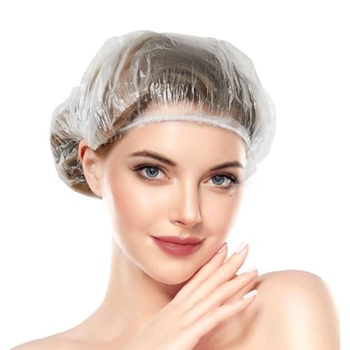 Disposable Shower Caps Individually Packaged 50pcs Large Thick Plastic Hair Cap Waterproof Disposable Hair Caps Portable Travel Home Use