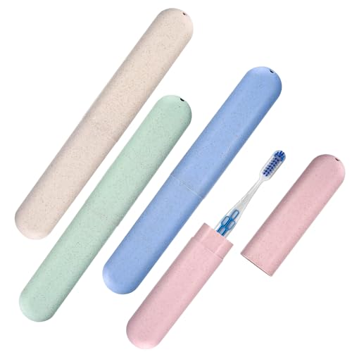Hao Zhu 4 Pcs Toothbrush Cases, Portable Travel Toothbrush H