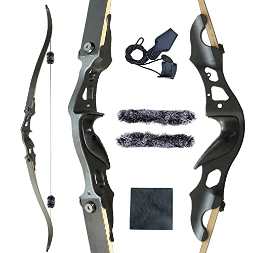 Black Hunter Recurve Bow for Adults Archery Bow Archery Set Adult Longbow 60" 20-55 lbs Right Hand Aluminium Alloy Riser with Arrow Rest for Outdoor Targeting Practice Competition (40lbs)