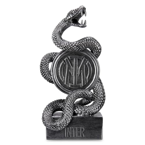 Inter - Statua Resina - Biscione Abbraccia Logo Crest - 15x8,5x30 cm - Oggetto da Collezione per Tutti i Tifosi Interisti