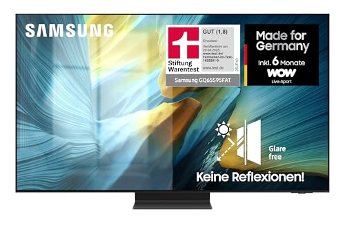 Samsung OLED S95F 65 Zoll (163 cm) 4K Fernseher, Antireflexion, NQ4 AI Gen3 Prozessor, OLED HDR Pro, Gaming Hub, Motion Xcelerator 165Hz, 4K Upscaling, Dolby Atmos, Samsung Vision AI Smart TV