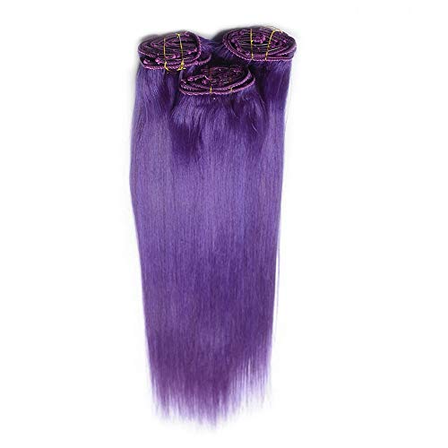 18 Inch Human Hair Extensions Clip in Human Hair Extensions Straight Hair 60grams Purple Color