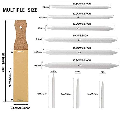 N NOROCME 12 PCS Blending Stumps and Tortillions Paper Art Blenders with Sandpaper Pencil Sharpener Pointer for Student Artist Charcoal Sketch Drawing Tools by N NOROCME - Image 6