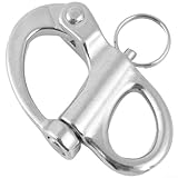 Solaughguy 316 Edelstahl-Schäkel mit fixiertem Bügel und Schnellentriegelung, Schnappschäkel für Tauchen, Bootfahren und Kajakfahren, mit federbelastetem exzentrischem Scharnierstift, 35 mm