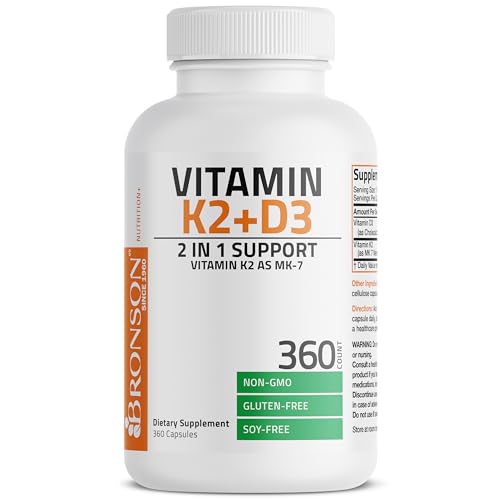 image for Bronson Vitamin K2 (MK7) with D3 Supplement Non-GMO Formula 5000 IU Vi