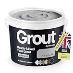 Light Grey Ready Mixed Grout & Fix | Wall & Tile Adhesive 4.5kg / 2.5L | Water-Resistant, Anti-Mould, Easy to Use & Fast-Drying | Suitable as Kitchen, Bathroom Tile Grout - Light Grey Grout