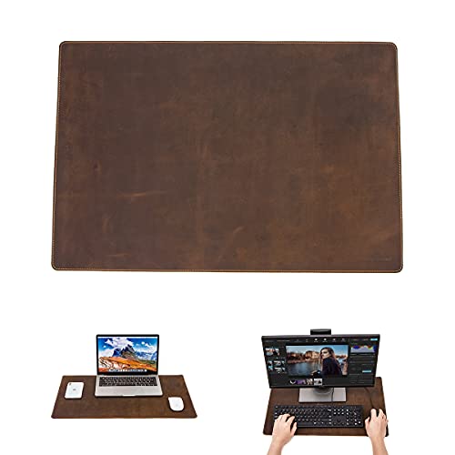 Hiram Grand Tapis de Souris en Cuir véritable- Housse de Table pour PC et Ordinateur Portable (S (60x40x0.2cm))